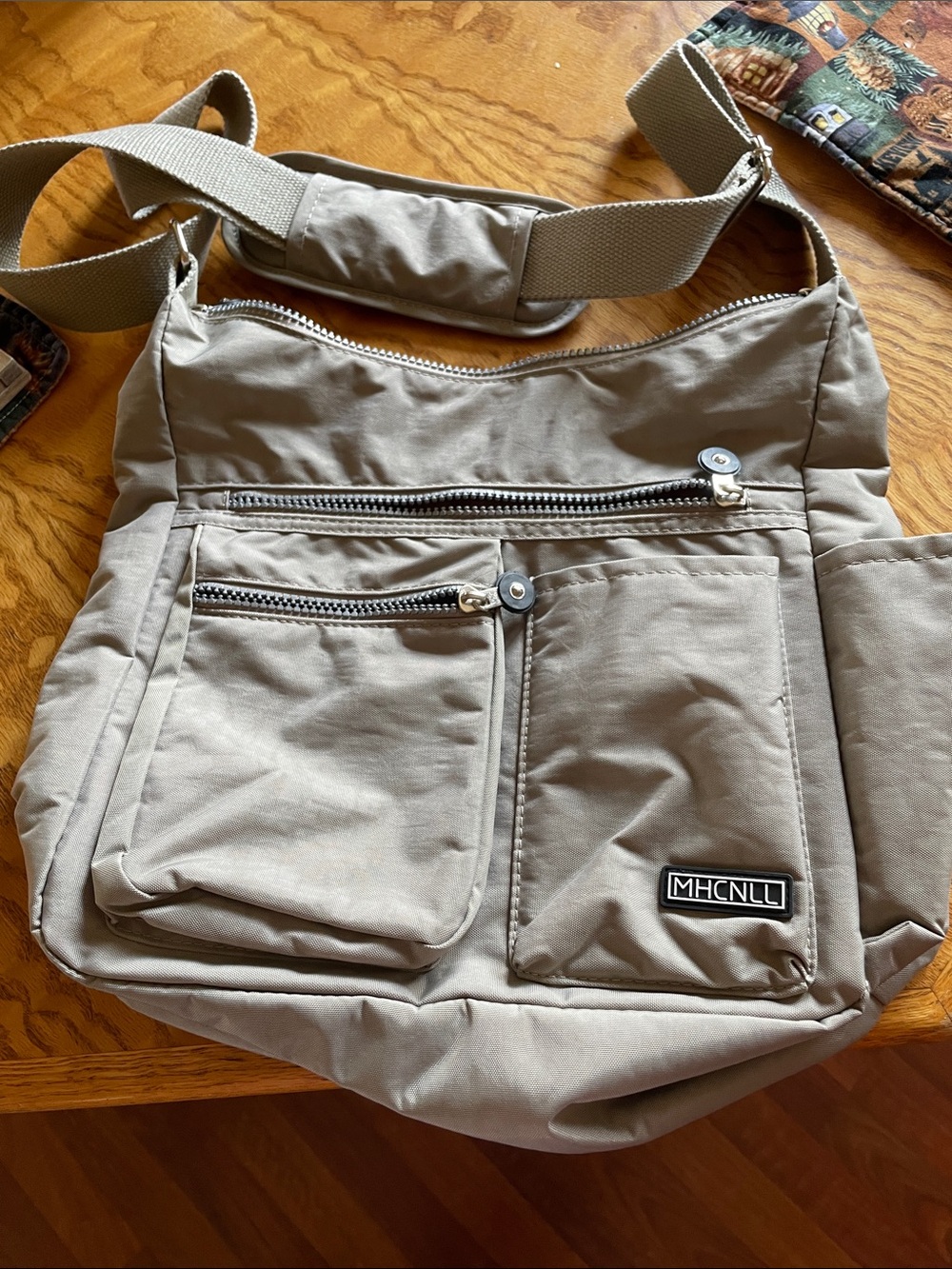 Women's Taupe Crossbody Bag with Front Pockets